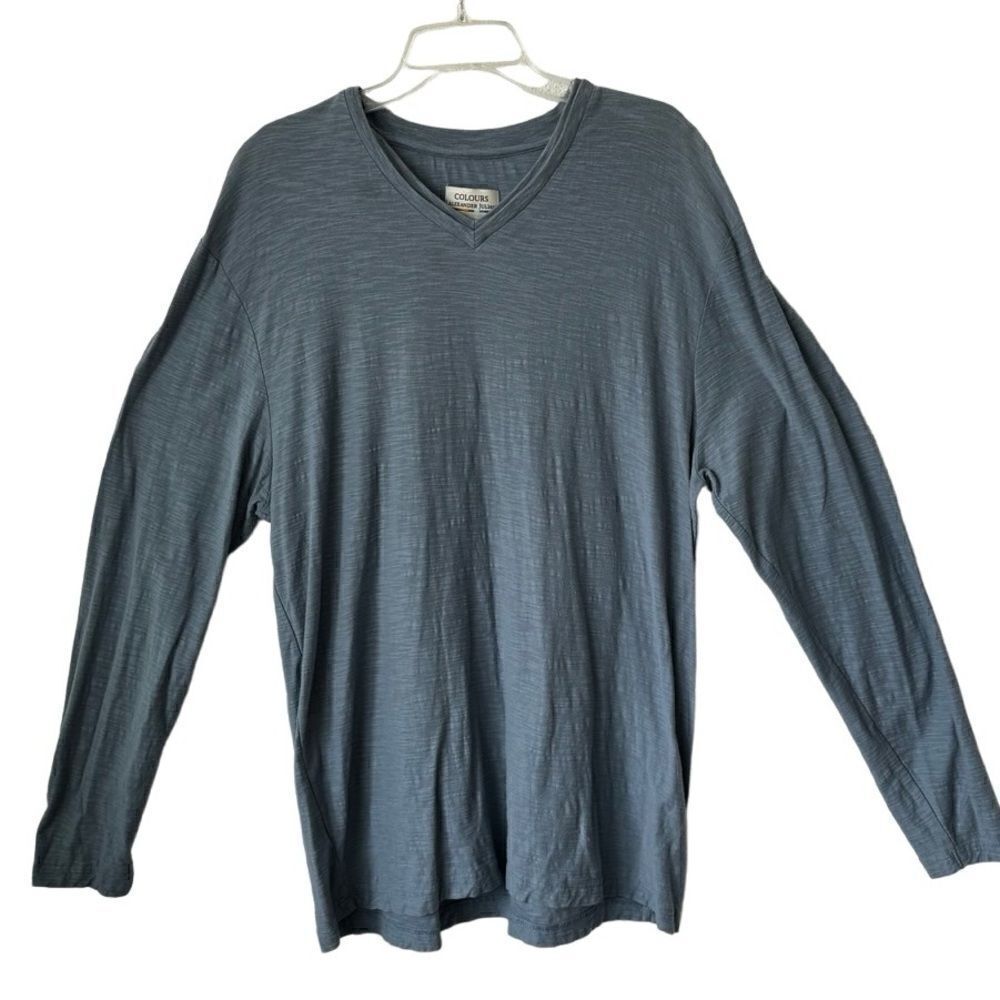 Colours Alexander Julian Long Sleeve Tee Blue Textured Fabric SX XXL
